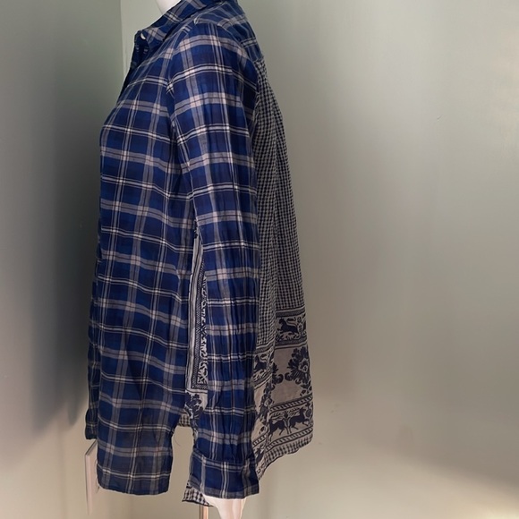 Johnny Was M 3J Workshop Lana Scarf Shirt Button Front Plaid - Picture 5 of 9